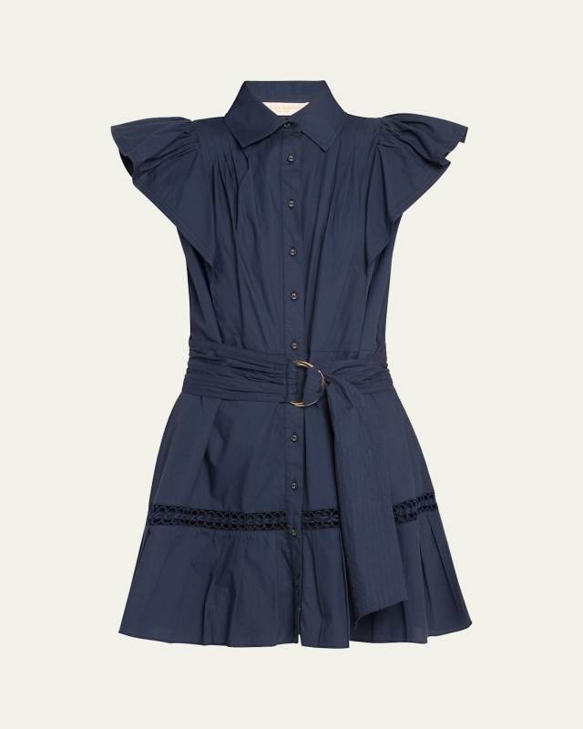Marceline Belted Button-Front Mini Dress